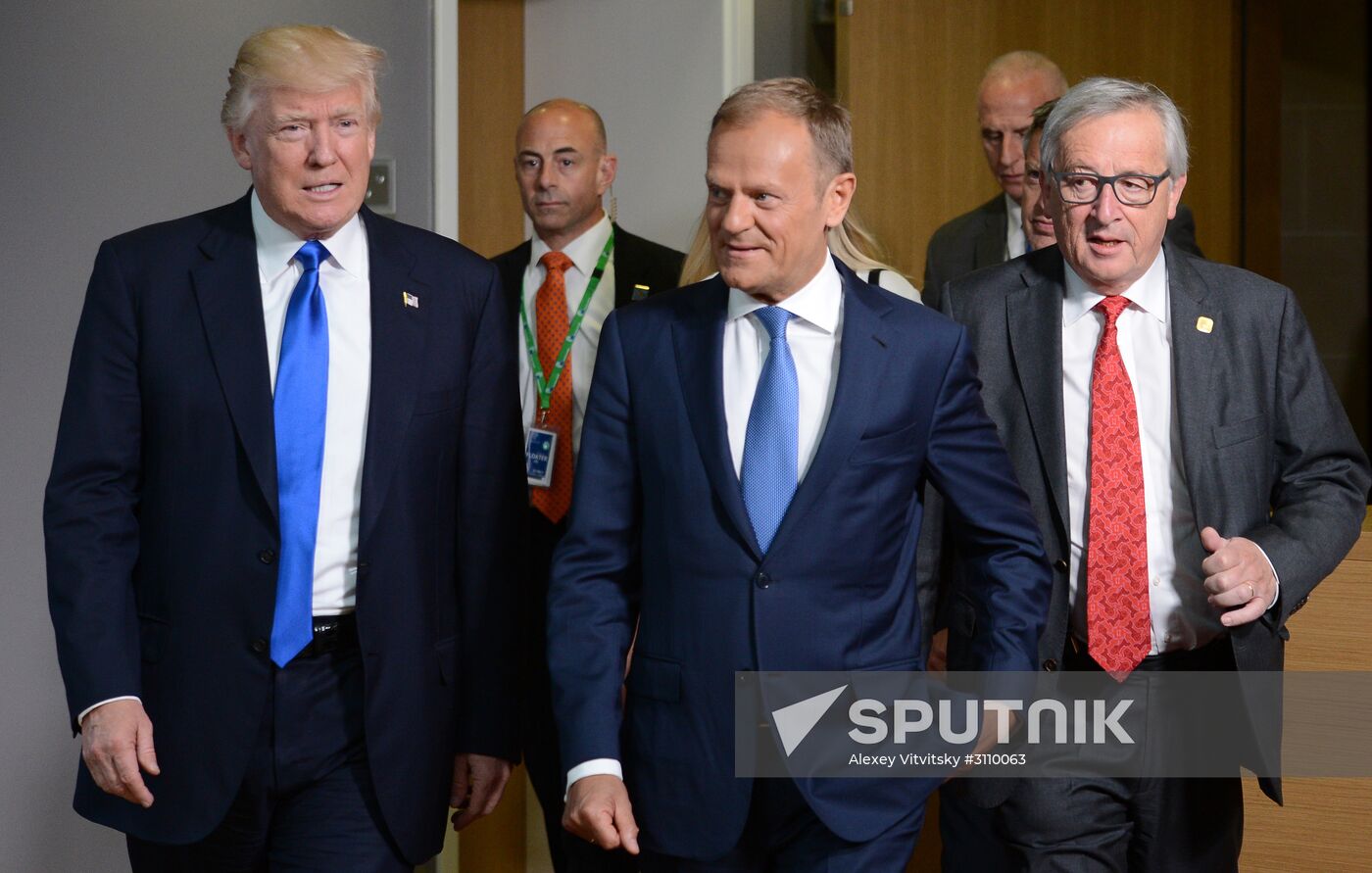 US President Donald Trump meets with EU leaders in Brussels