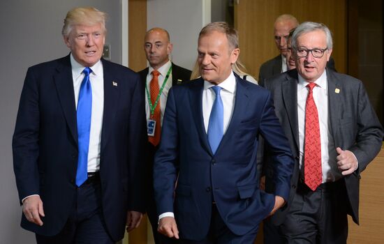 US President Donald Trump meets with EU leaders in Brussels