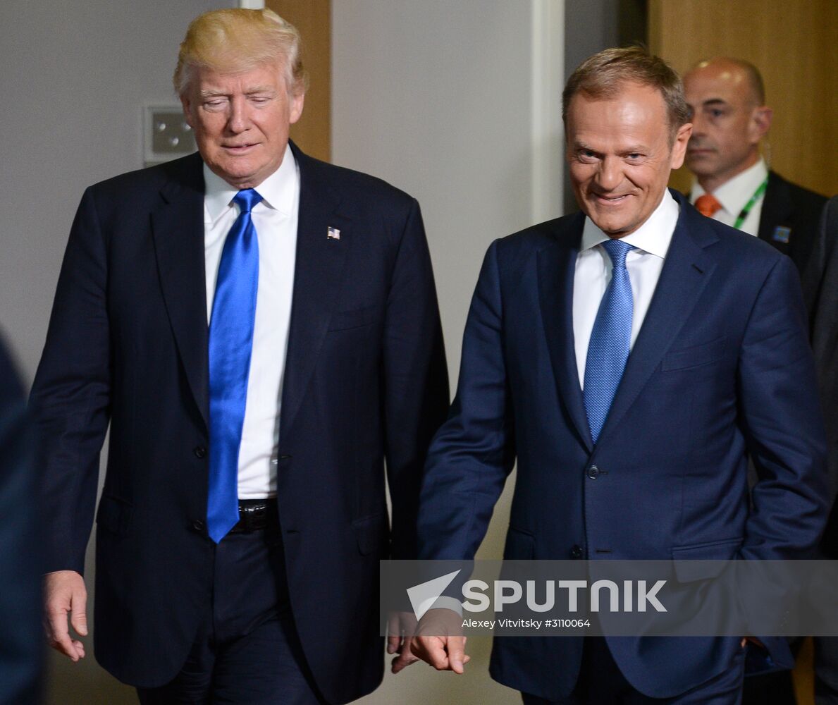 US President Donald Trump meets with EU leaders in Brussels