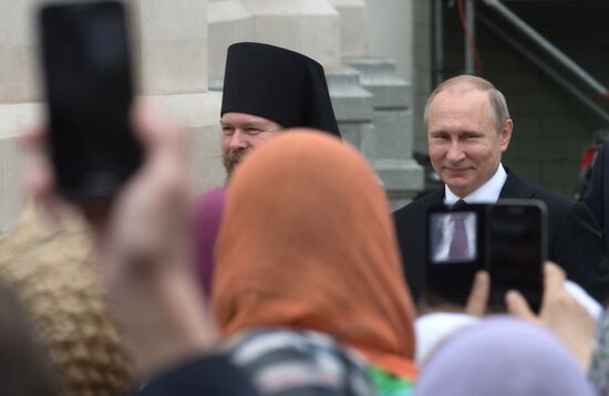 Russian President Vladimir Putin visits Sretensky Monastery