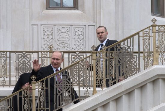 Russian President Vladimir Putin visits Sretensky Monastery