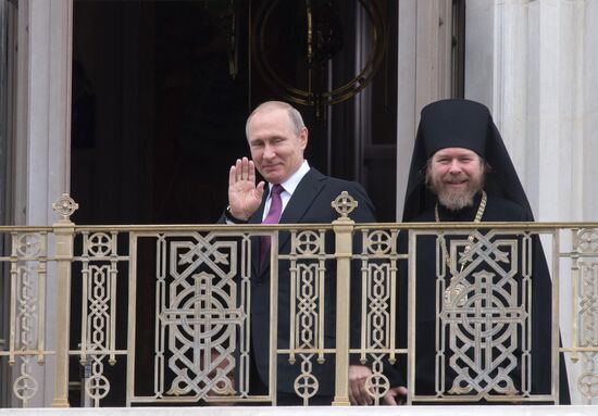 Russian President Vladimir Putin visits Sretensky Monastery