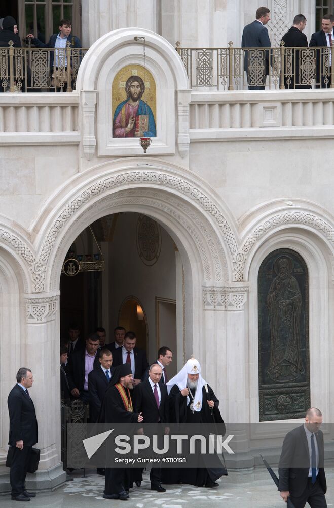 Russian President Vladimir Putin visits Sretensky Monastery