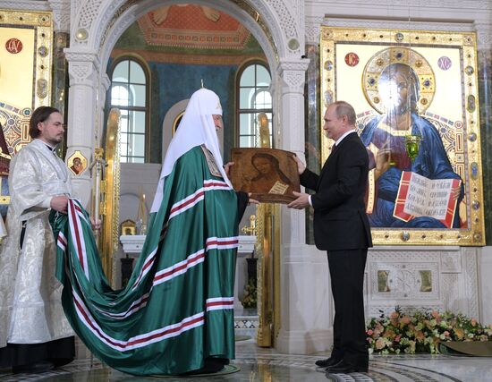 Russian President Vladimir Putin visits Sretensky Monastery