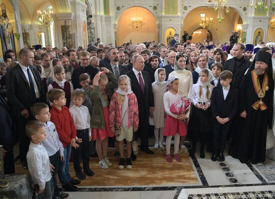 Russian President Vladimir Putin visits Sretensky Monastery