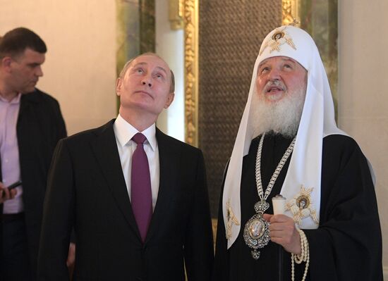 Russian President Vladimir Putin visits Sretensky Monastery