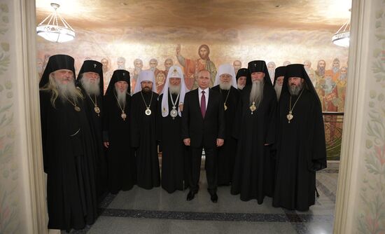Russian President Vladimir Putin visits Sretensky Monastery