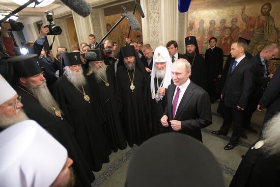 Russian President Vladimir Putin visits Sretensky Monastery