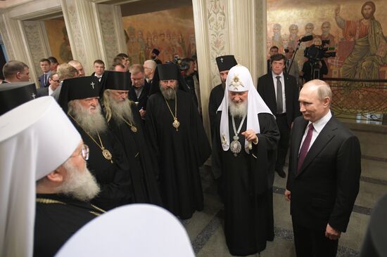 Russian President Vladimir Putin visits Sretensky Monastery