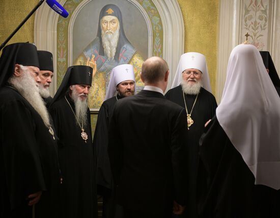 Russian President Vladimir Putin visits Sretensky Monastery