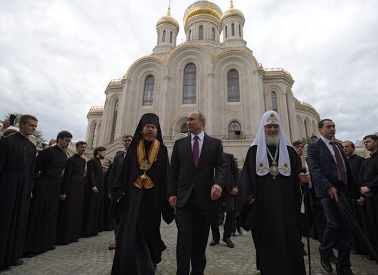 Russian President Vladimir Putin visits Sretensky Monastery