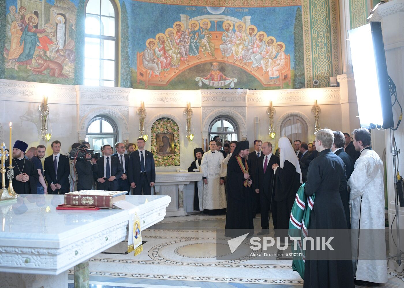 Russian President Vladimir Putin visits Sretensky Monastery