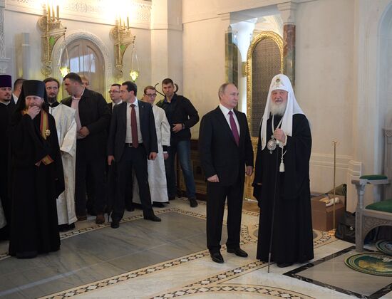 Russian President Vladimir Putin visits Sretensky Monastery