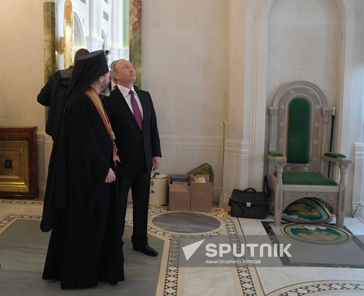 Russian President Vladimir Putin visits Sretensky Monastery