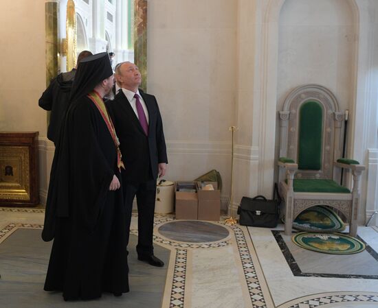 Russian President Vladimir Putin visits Sretensky Monastery