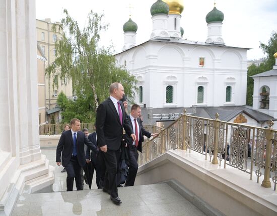 Russian President Vladimir Putin visits Sretensky Monastery