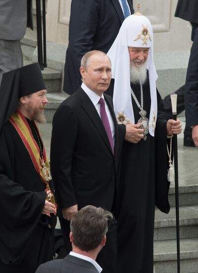 Russian President Vladimir Putin visits Sretensky Monastery