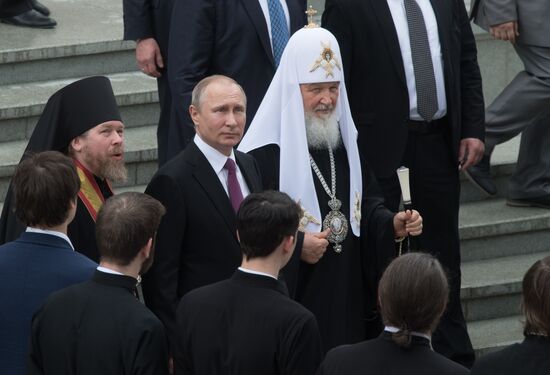 Russian President Vladimir Putin visits Sretensky Monastery