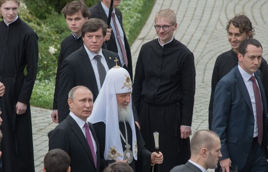 Russian President Vladimir Putin visits Sretensky Monastery