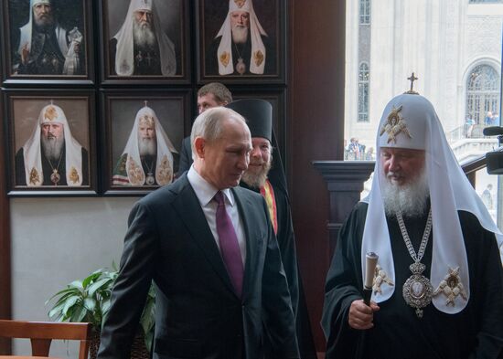 Russian President Vladimir Putin visits Sretensky Monastery