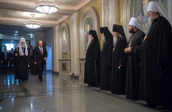 Russian President Vladimir Putin visits Sretensky Monastery