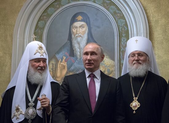 Russian President Vladimir Putin visits Sretensky Monastery