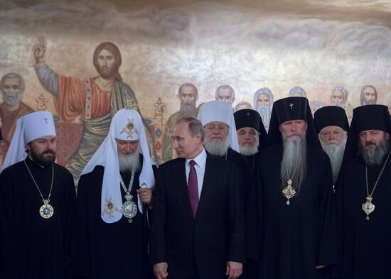 Russian President Vladimir Putin visits Sretensky Monastery