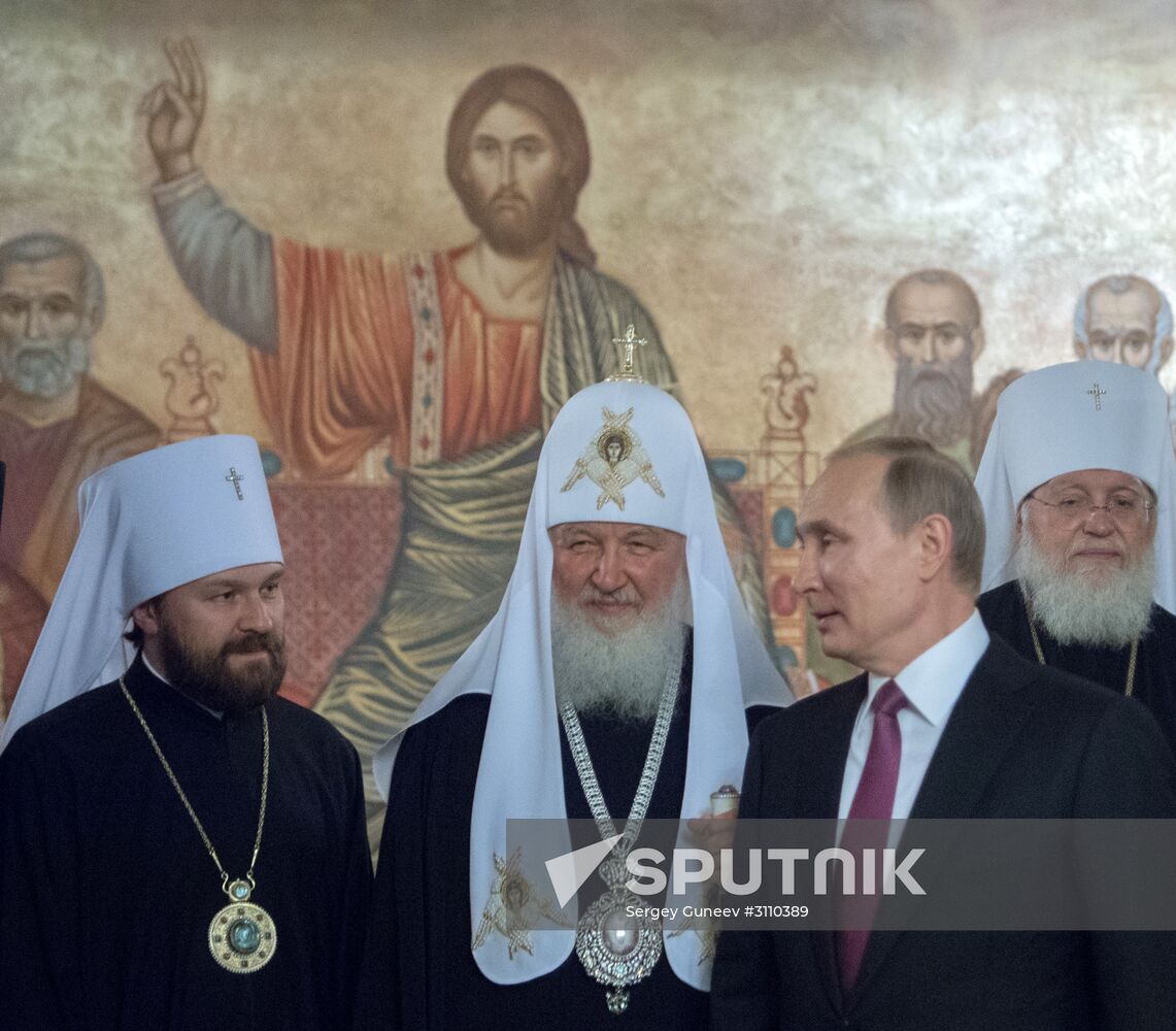 Russian President Vladimir Putin visits Sretensky Monastery