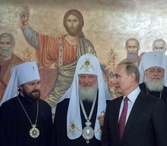 Russian President Vladimir Putin visits Sretensky Monastery