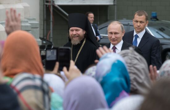 Russian President Vladimir Putin visits Sretensky Monastery