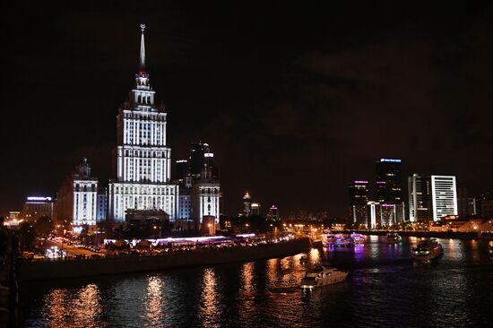 Light show for 60th anniversary of Hotel Ukraina