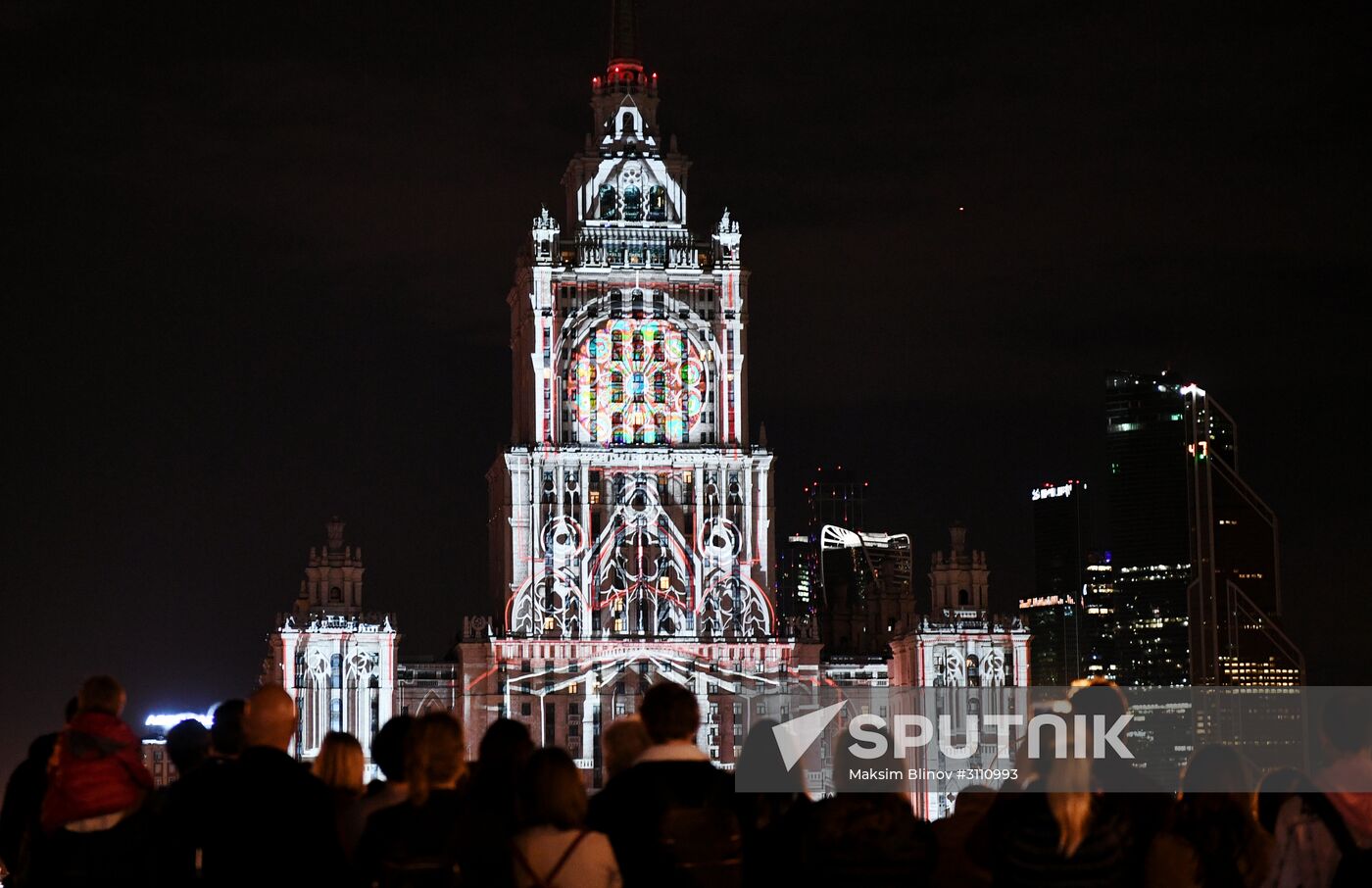 Light show for 60th anniversary of Hotel Ukraina