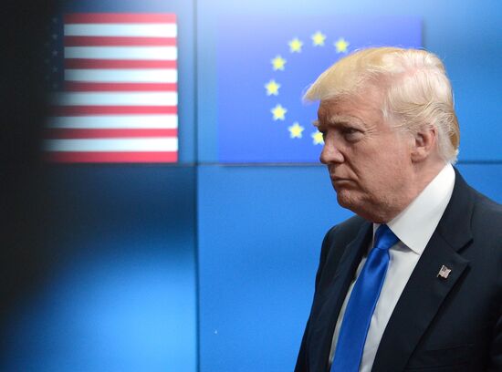 US President Donald Trump meets with European Council leaders in Brussels