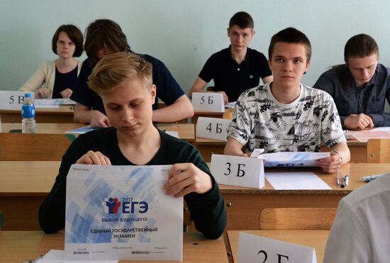 Russian schoolchildren take Unified State Exam