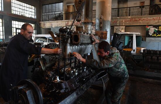 A plant for repairing and rebuilding armored vehicles in Damascus