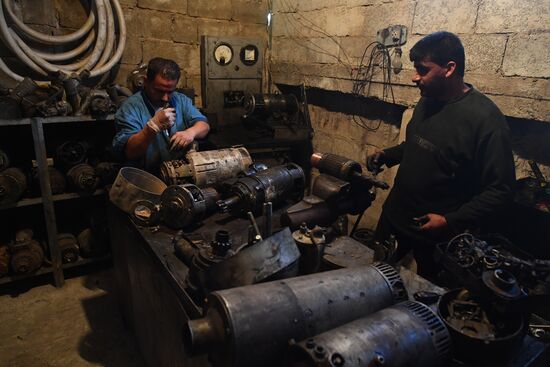A plant for repairing and rebuilding armored vehicles in Damascus