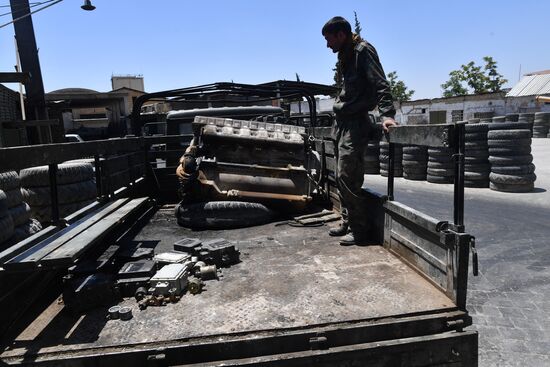 A plant for repairing and rebuilding armored vehicles in Damascus