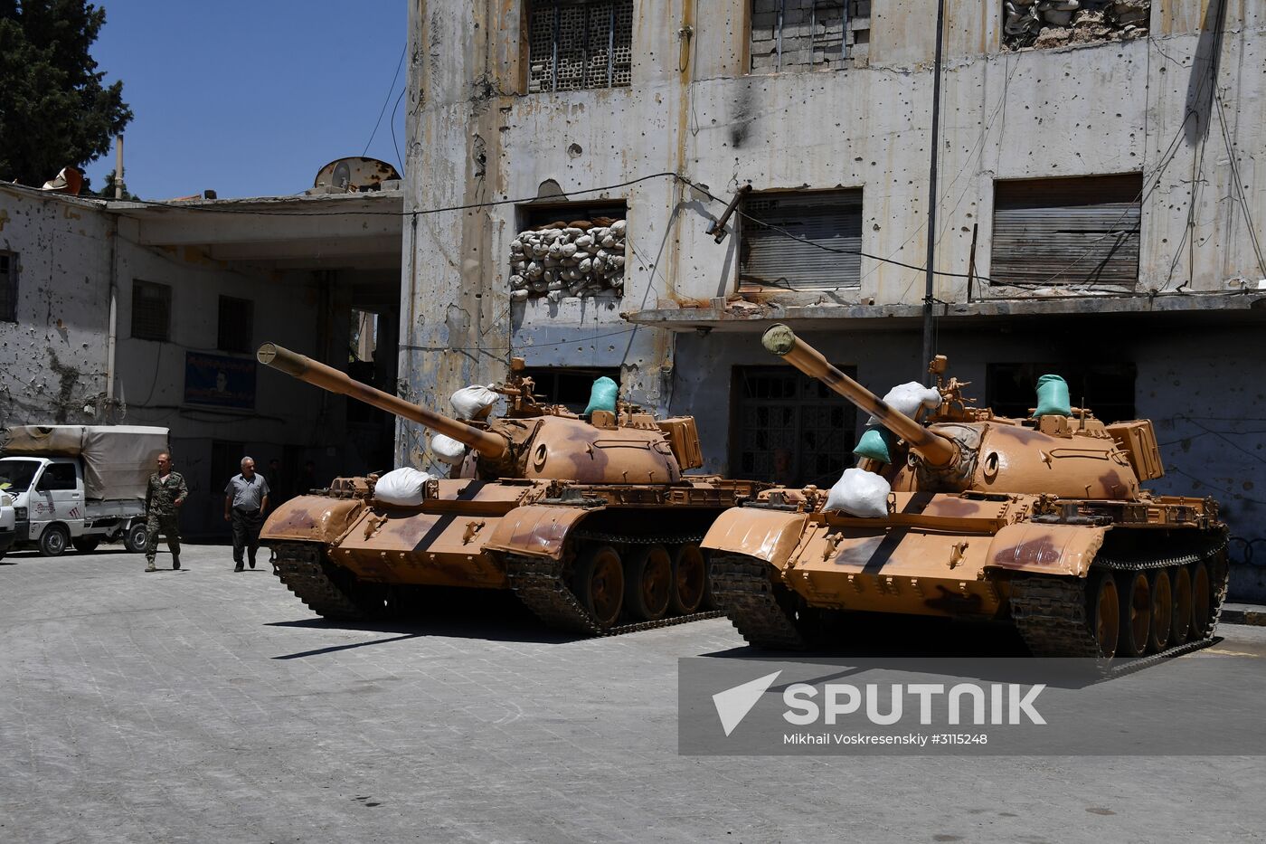 A plant for repairing and rebuilding armored vehicles in Damascus
