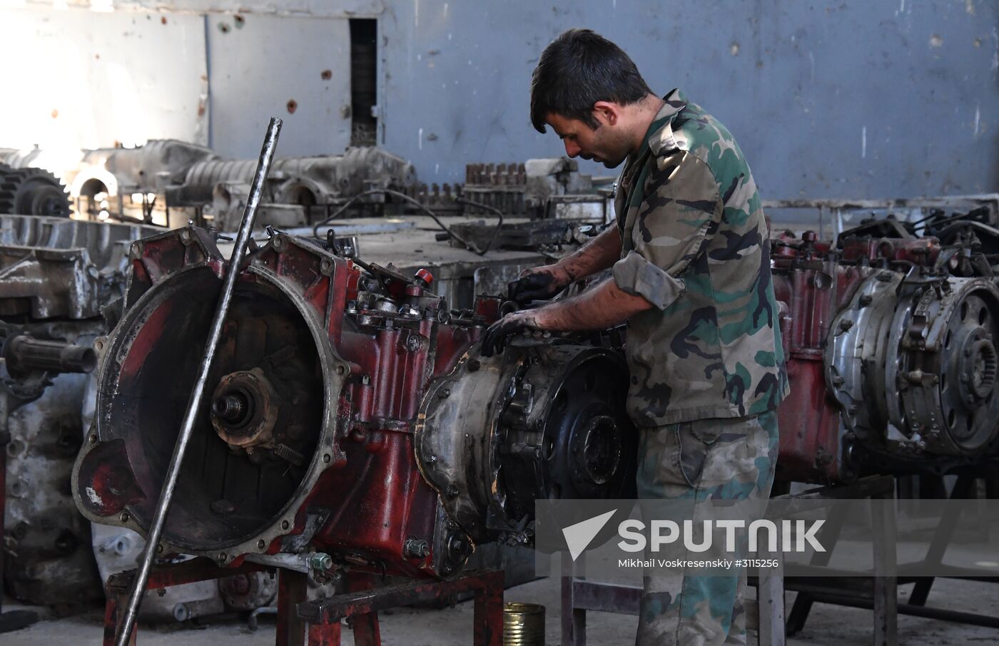A plant for repairing and rebuilding armored vehicles in Damascus