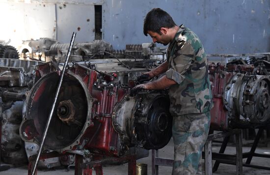 A plant for repairing and rebuilding armored vehicles in Damascus