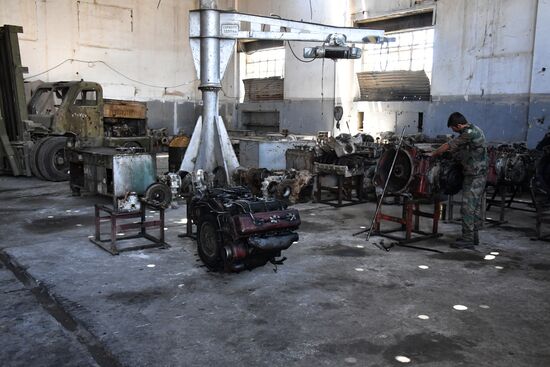 A plant for repairing and rebuilding armored vehicles in Damascus