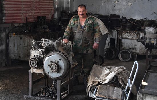 A plant for repairing and rebuilding armored vehicles in Damascus