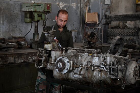 A plant for repairing and rebuilding armored vehicles in Damascus