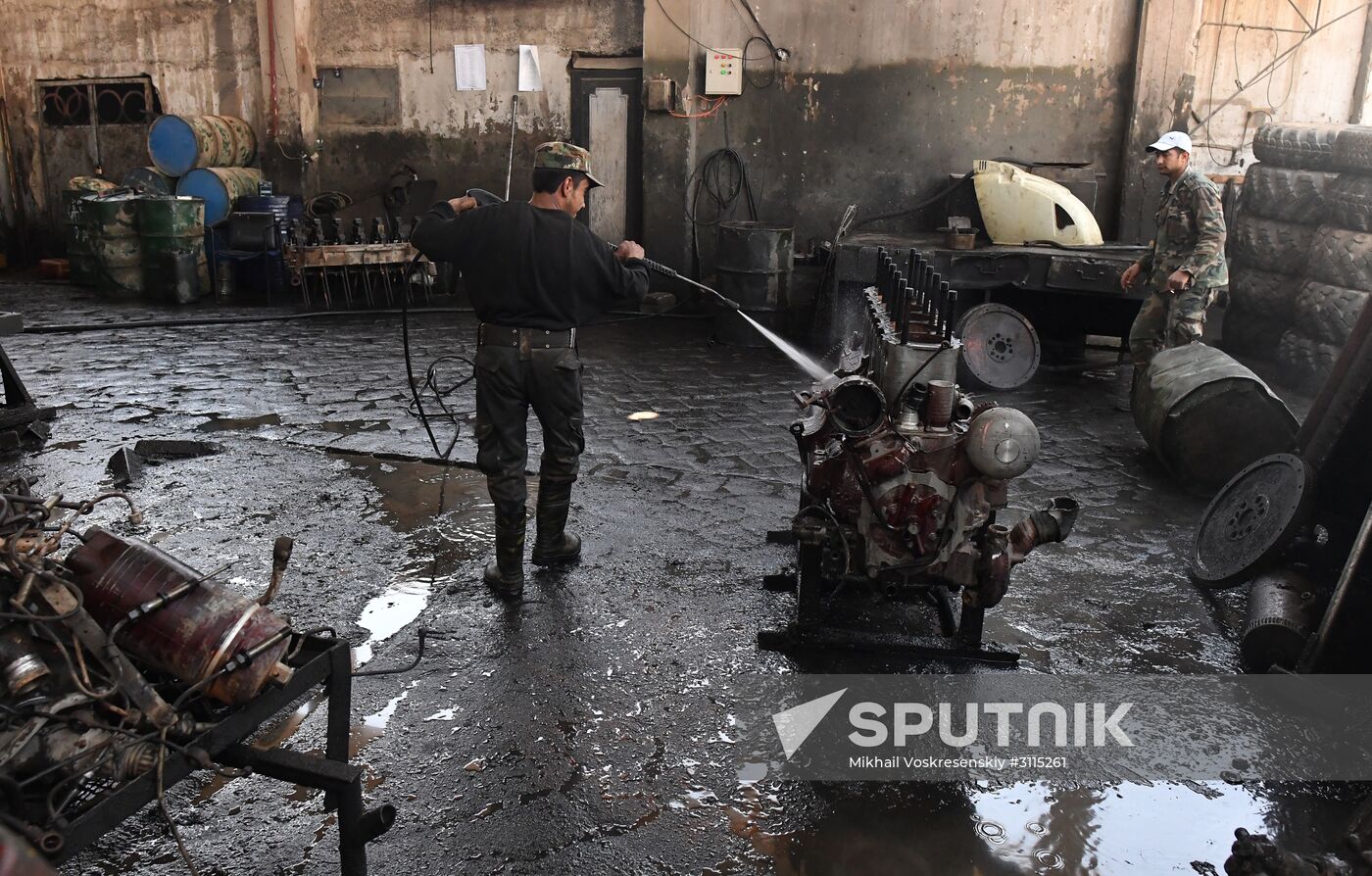 A plant for repairing and rebuilding armored vehicles in Damascus