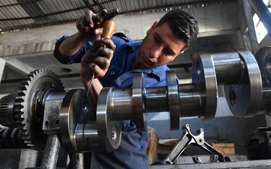 A plant for repairing and rebuilding armored vehicles in Damascus