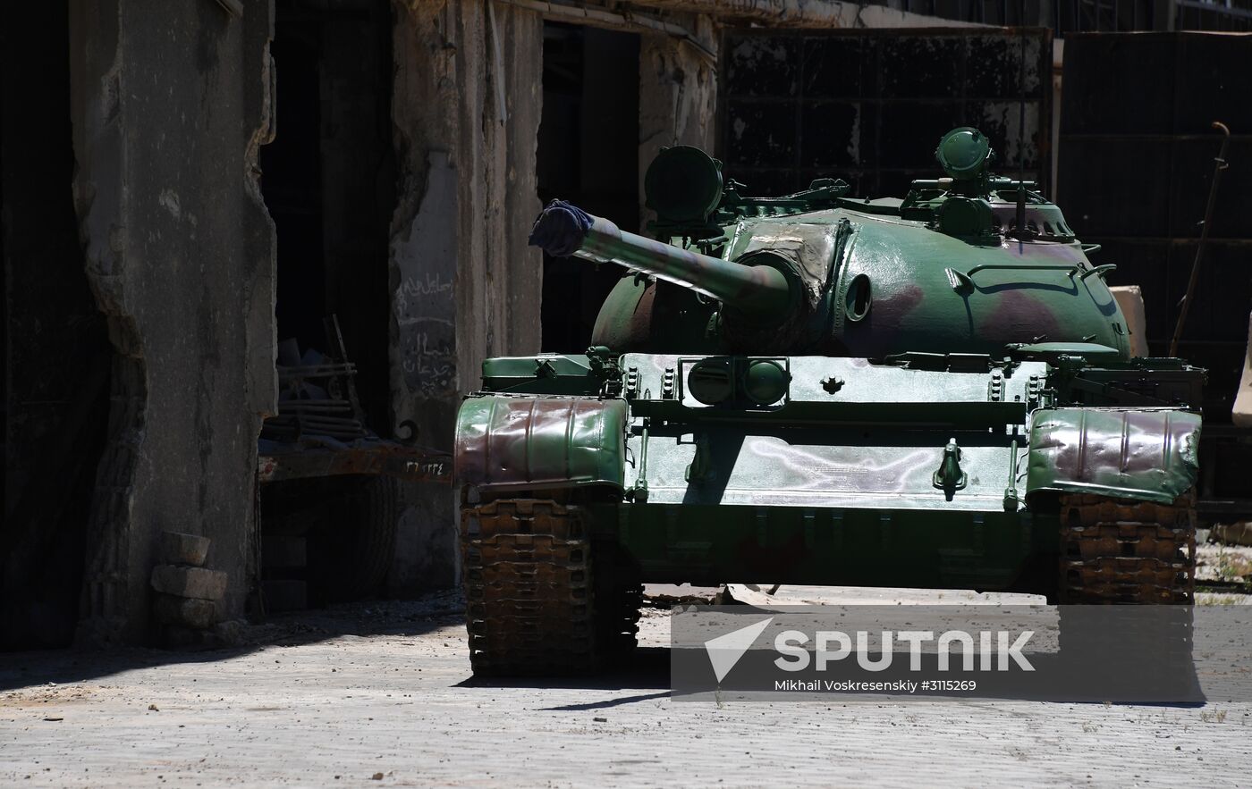 A plant for repairing and rebuilding armored vehicles in Damascus