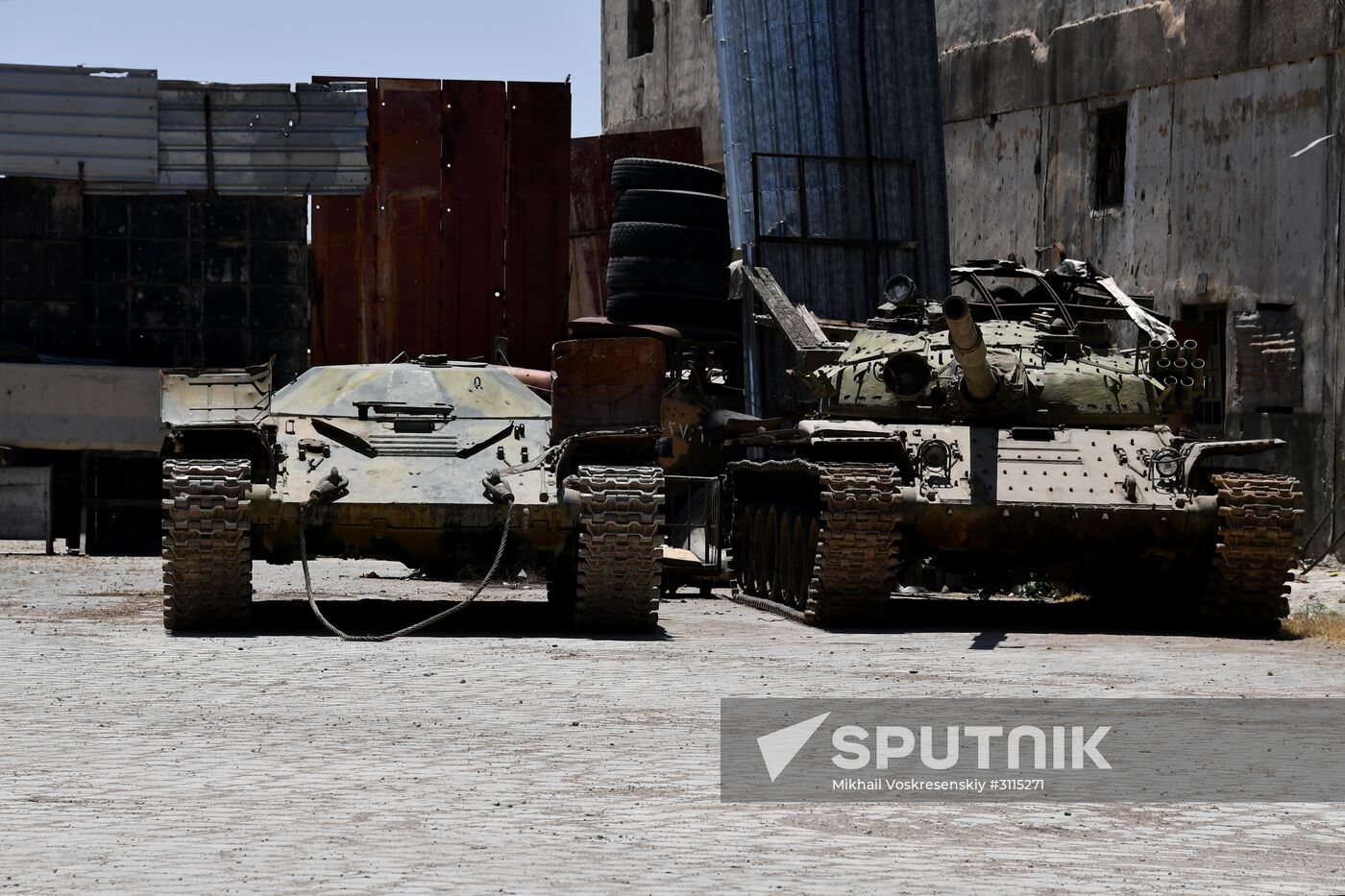A plant for repairing and rebuilding armored vehicles in Damascus