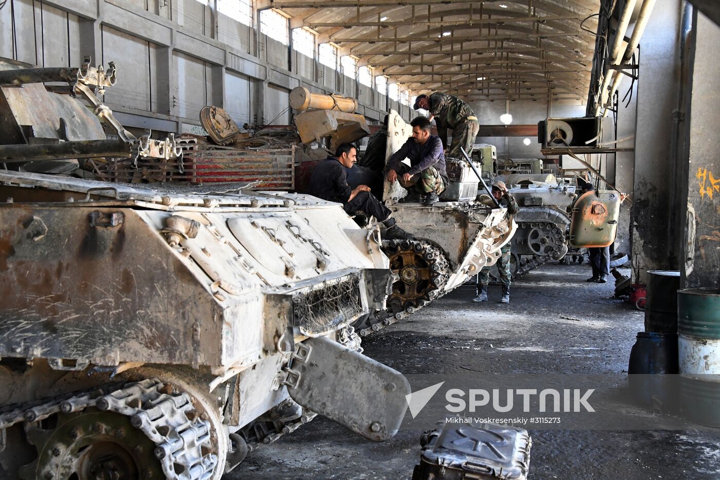 A plant for repairing and rebuilding armored vehicles in Damascus
