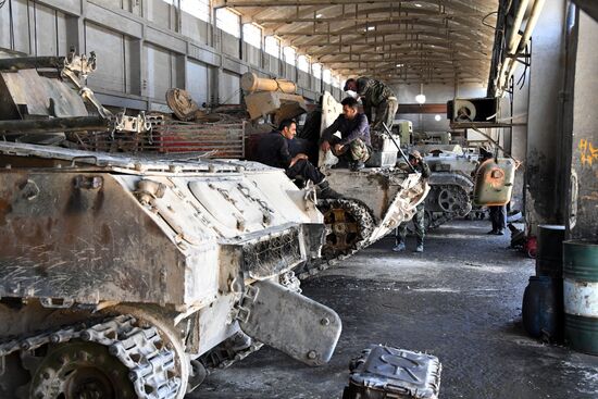 A plant for repairing and rebuilding armored vehicles in Damascus