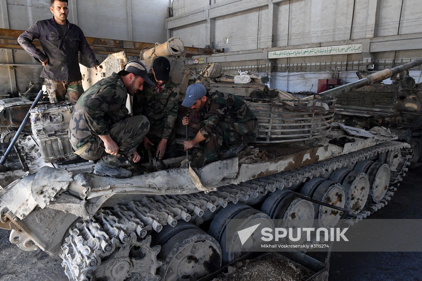 A plant for repairing and rebuilding armored vehicles in Damascus